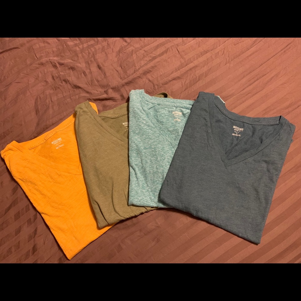 Four V neck tees